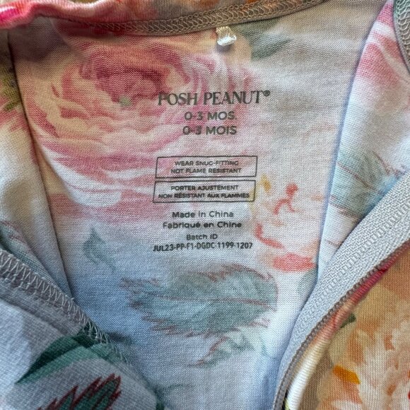 POSH PEANUT Floral Ruffled Footie Pajamas Girls 0-3 Infant Ruffle Bamboo Zippie - Picture 8 of 8